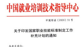 中国就业培训技术指导中心关于印发国家职业技能标准制定工作补充计划的通知