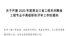 关于开展2020年度黑龙江省工程系列粮食工程专业中高级职称评审工作的通知