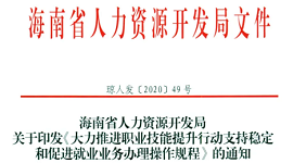 海南省人力资源开发局关于印发《大力推进职业技能提升行动支持稳定和促进就业业务办理操作规程》的通知