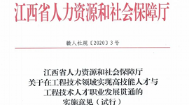 江西省人力资源和社会保障厅关于在工程技术领域实现高技能人才与工程技术人才职业发展贯通的实施意见（试行）